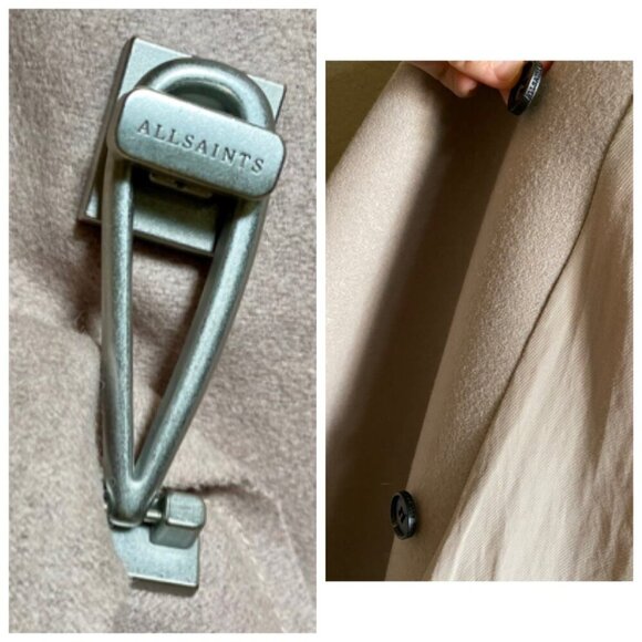 AllSaints City Monument Coat Italian Wool Draped Asymmetric US 2 Blush Beige - Picture 6 of 16